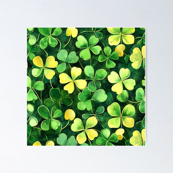 Item preview, St. Patrick's Day Green And Golden 'Lucky' Shamrocks Pattern designed and sold by DEC02.