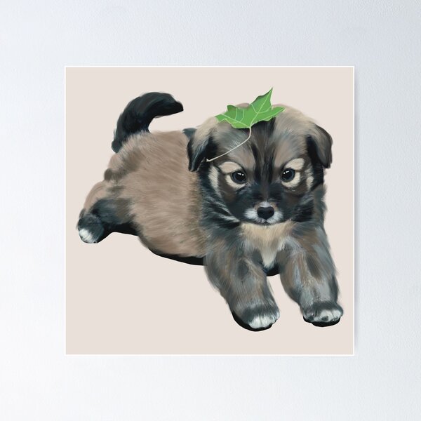 Item preview, Cute Dog with a Leaf designed and sold by AuraBerryArt.