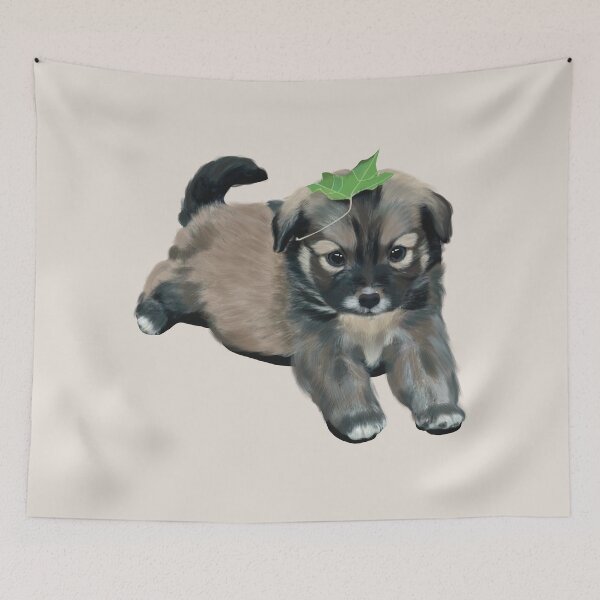 Item preview, Cute Dog with a Leaf designed and sold by AuraBerryArt.