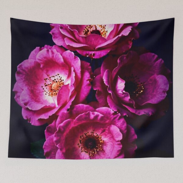 Item preview, Vibrant Pink Roses Bouquet on Dark Background designed and sold by WitchyBotanicaArt.