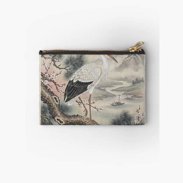 Item preview, Traditional Chinese Ink Wash Painting of an Elegant White Stork designed and sold by OddlySticky.