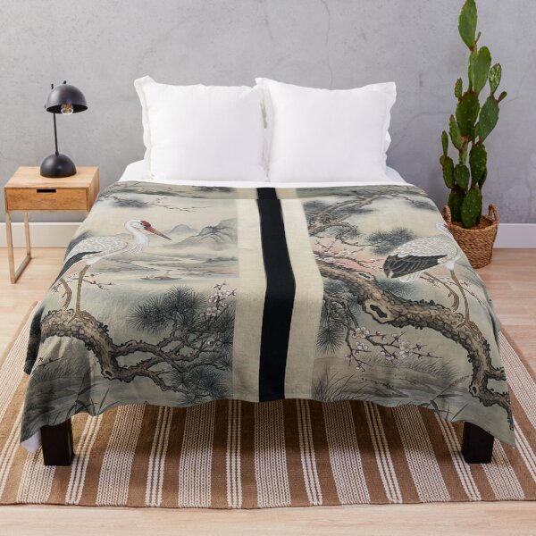 Item preview, Traditional Chinese Ink Wash Painting of an Elegant White Stork designed and sold by OddlySticky.