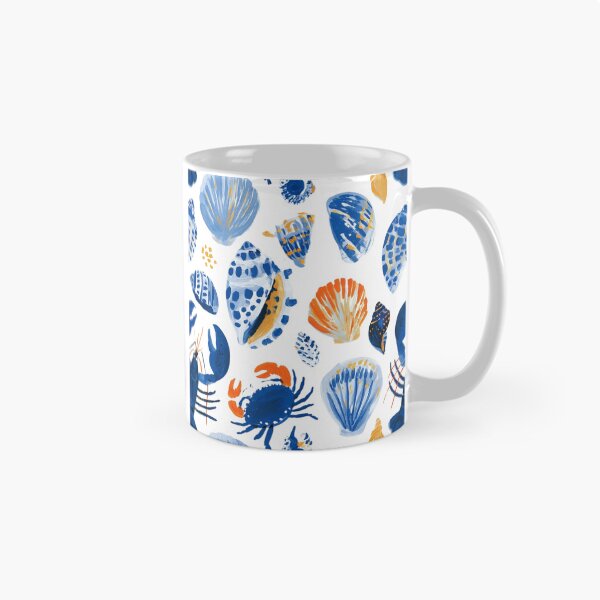 Item preview, Coastal Seashells & Lobsters Pattern | Blue Nautical Marine Life Illustration designed and sold by Ramona-Gliga.
