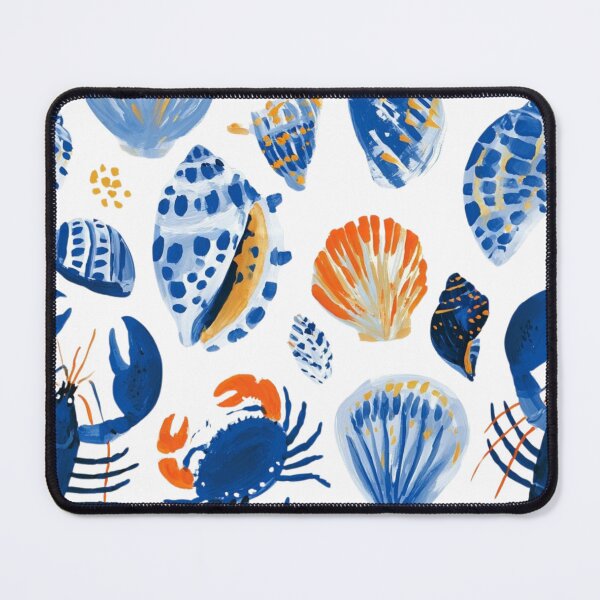 Item preview, Coastal Seashells & Lobsters Pattern | Blue Nautical Marine Life Illustration designed and sold by Ramona-Gliga.