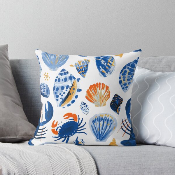 Item preview, Coastal Seashells & Lobsters Pattern | Blue Nautical Marine Life Illustration designed and sold by Ramona-Gliga.