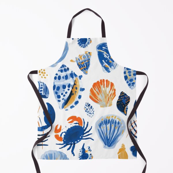 Item preview, Coastal Seashells & Lobsters Pattern | Blue Nautical Marine Life Illustration designed and sold by Ramona-Gliga.