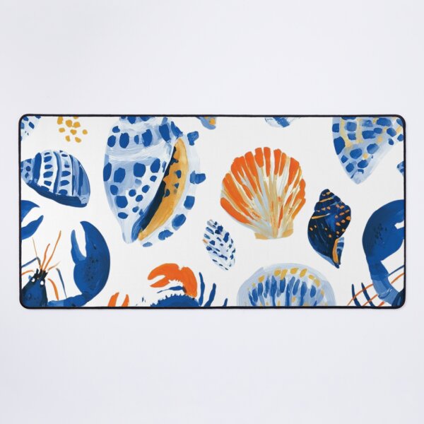 Item preview, Coastal Seashells & Lobsters Pattern | Blue Nautical Marine Life Illustration designed and sold by Ramona-Gliga.