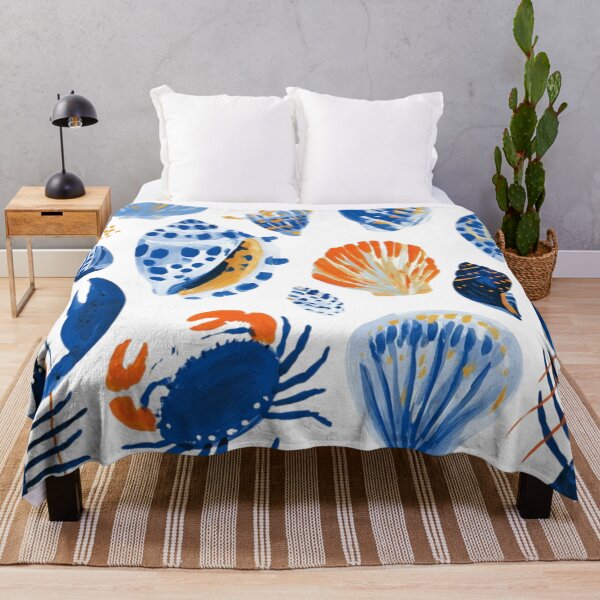 Item preview, Coastal Seashells & Lobsters Pattern | Blue Nautical Marine Life Illustration designed and sold by Ramona-Gliga.