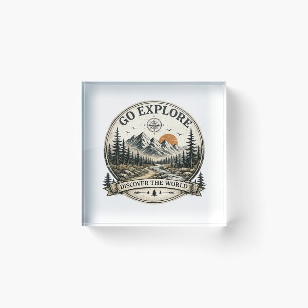 Item preview, Go Explore Discover The World Vintage Mountain designed and sold by inkflair2.