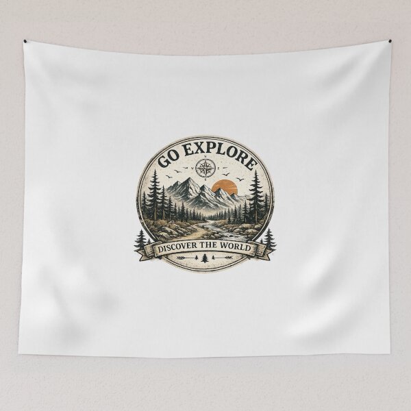 Item preview, Go Explore Discover The World Vintage Mountain designed and sold by inkflair2.