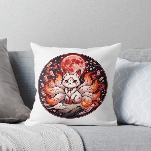 Item preview, Nine-Tailed Kitsune | Kawaii Fox Spirit | Japanese Mythology | Mystic Yokai | Red Moon Sakura | Anime Fantasy | Sacred Fox Guardian designed and sold by MrDev.