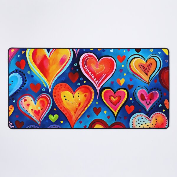 Item preview, Vibrant Red And Yellow Heart Designs On Blue designed and sold by DEC02.