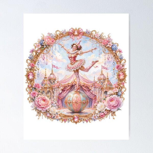 Item preview, Golden Circus Ball Acrobat in a Floral Fantasy Frame designed and sold by sunbowjp stadio.
