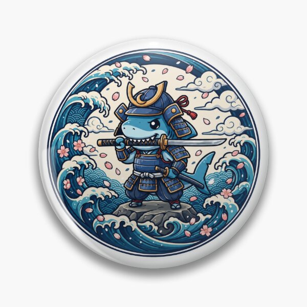 Item preview, Samurai Shark | Kawaii Shark Warrior | Japanese Samurai | Great Wave | Katana Warrior | Anime Ocean Art | Cute Japanese Fantasy designed and sold by MrDev.