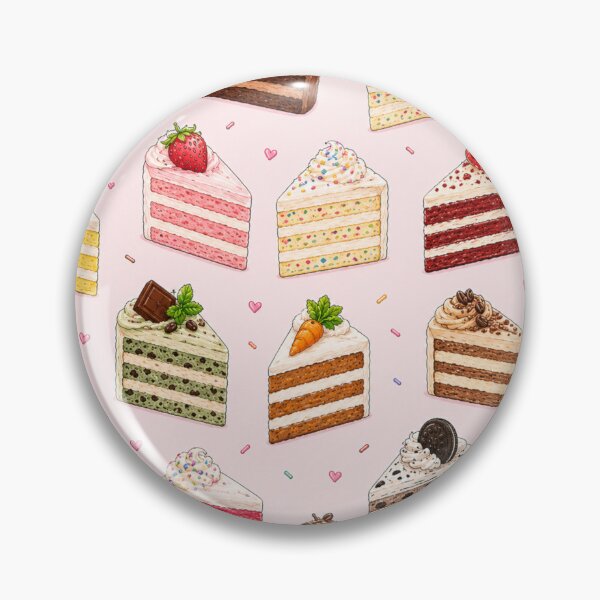 Item preview, Cute Birthday Cake Slice Pattern on Soft Pink, Colorful Dessert Illustration for Stickers, Phone Cases, Tote Bags and Home Decor designed and sold by KishShop.