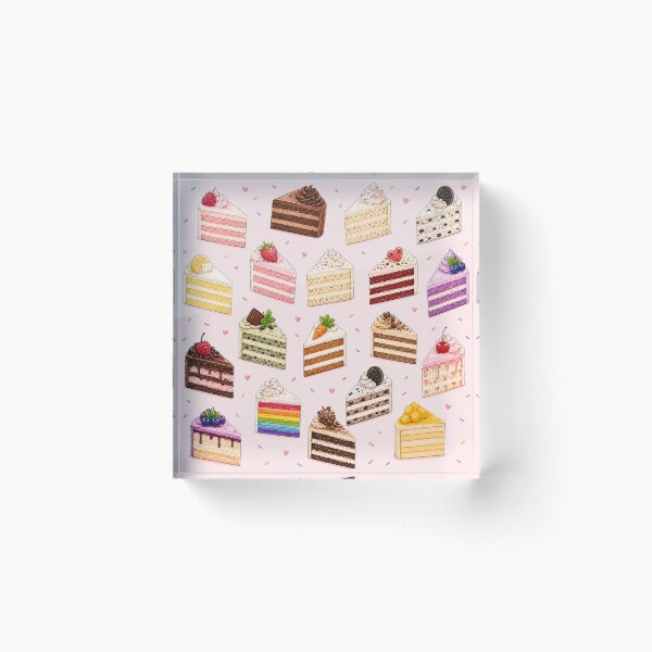 Item preview, Cute Birthday Cake Slice Pattern on Soft Pink, Colorful Dessert Illustration for Stickers, Phone Cases, Tote Bags and Home Decor designed and sold by KishShop.