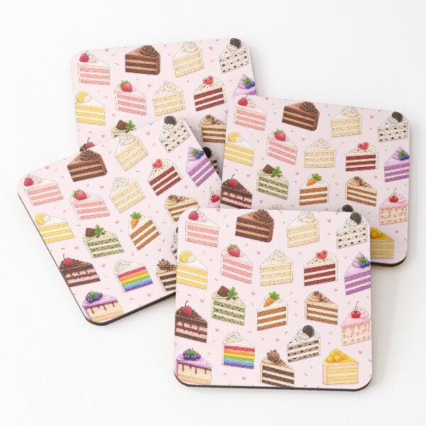 Item preview, Cute Birthday Cake Slice Pattern on Soft Pink, Colorful Dessert Illustration for Stickers, Phone Cases, Tote Bags and Home Decor designed and sold by KishShop.