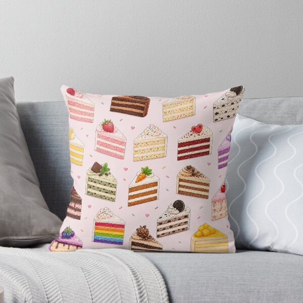 Item preview, Cute Birthday Cake Slice Pattern on Soft Pink, Colorful Dessert Illustration for Stickers, Phone Cases, Tote Bags and Home Decor designed and sold by KishShop.