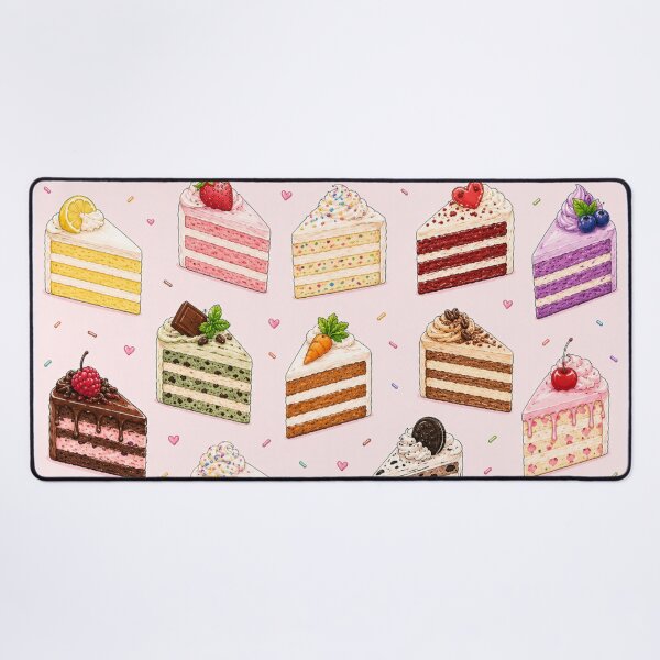 Item preview, Cute Birthday Cake Slice Pattern on Soft Pink, Colorful Dessert Illustration for Stickers, Phone Cases, Tote Bags and Home Decor designed and sold by KishShop.