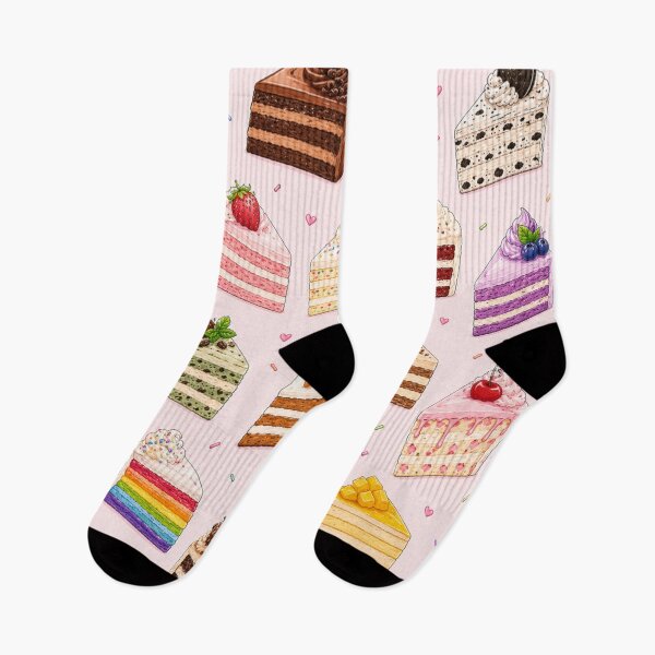 Item preview, Cute Birthday Cake Slice Pattern on Soft Pink, Colorful Dessert Illustration for Stickers, Phone Cases, Tote Bags and Home Decor designed and sold by KishShop.