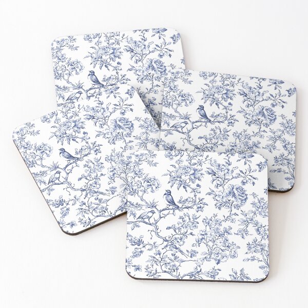 Item preview, Chinoiserie Pattern Penoies & L'oiseaux Indigo Blue designed and sold by PixDezines.