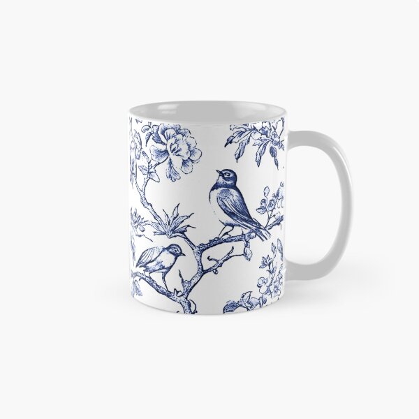 Item preview, Chinoiserie Pattern Penoies & L'oiseaux Indigo Blue designed and sold by PixDezines.