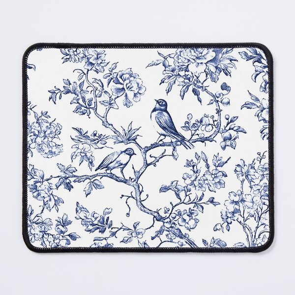 Item preview, Chinoiserie Pattern Penoies & L'oiseaux Indigo Blue designed and sold by PixDezines.