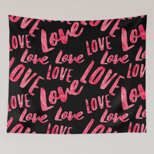 Item preview, Hot Red L-o-v-e Pattern On Chic Black Background designed and sold by DEC02.