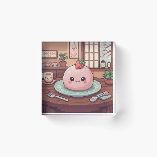 Item preview, Strawberry mochi pixel art cute  designed and sold by Purpleclomb.