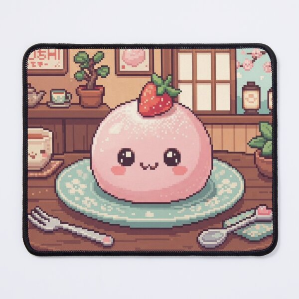 Item preview, Strawberry mochi pixel art cute designed and sold by Purpleclomb.