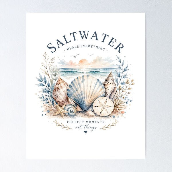 Item preview, Seasons of Shells Salt water Heals Everything Design designed and sold by inkflair2.