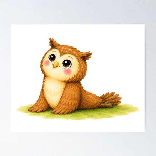 Item preview, Cobra Pose Owl Yoga Watercolor Print designed and sold by YogiAnimalArt.