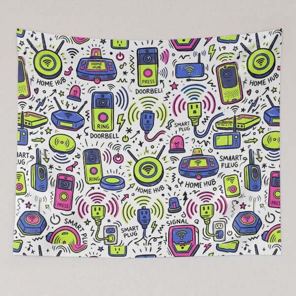Item preview, Smart Home Gadgets Tech Seamless Pattern Retro Tech designed and sold by SplashTastic.