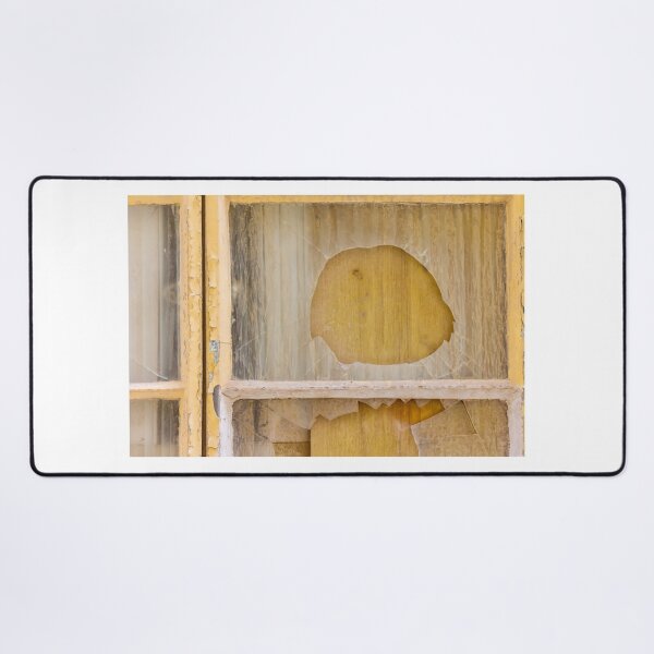Item preview, Broken Window With Cracked Glass and Peeling Yellow Frame Over Boarded Wood Panel designed and sold by Nmallia.