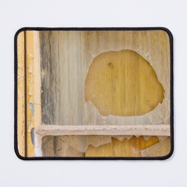 Item preview, Broken Window With Cracked Glass and Peeling Yellow Frame Over Boarded Wood Panel designed and sold by Nmallia.