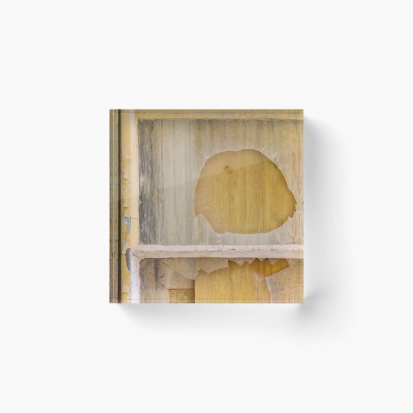 Item preview, Broken Window With Cracked Glass and Peeling Yellow Frame Over Boarded Wood Panel designed and sold by Nmallia.