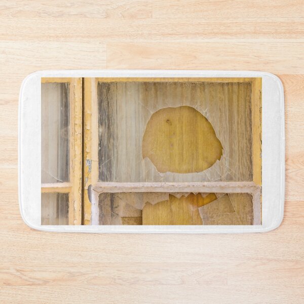Item preview, Broken Window With Cracked Glass and Peeling Yellow Frame Over Boarded Wood Panel designed and sold by Nmallia.
