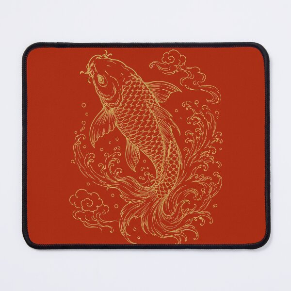 Item preview, Japanese Gold Koi Fish Line Art Aesthetic designed and sold by Soluna Studio.