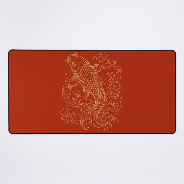 Item preview, Japanese Gold Koi Fish Line Art Aesthetic designed and sold by Soluna Studio.