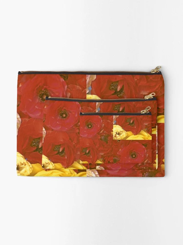 Thumbnail 2 of 4, Zipper Pouch, Red Luscious Ranunculus designed and sold by Bloomin' Arty Fashion.