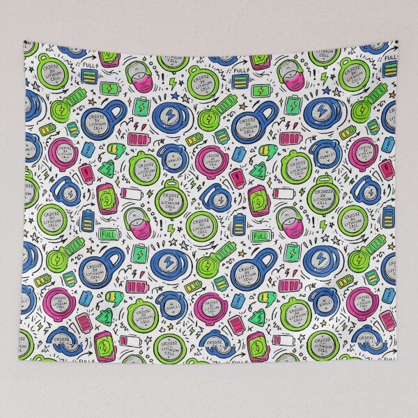 Item preview, Coin Cell Lithium Battery Tech Seamless Pattern Retro Tech designed and sold by SplashTastic.