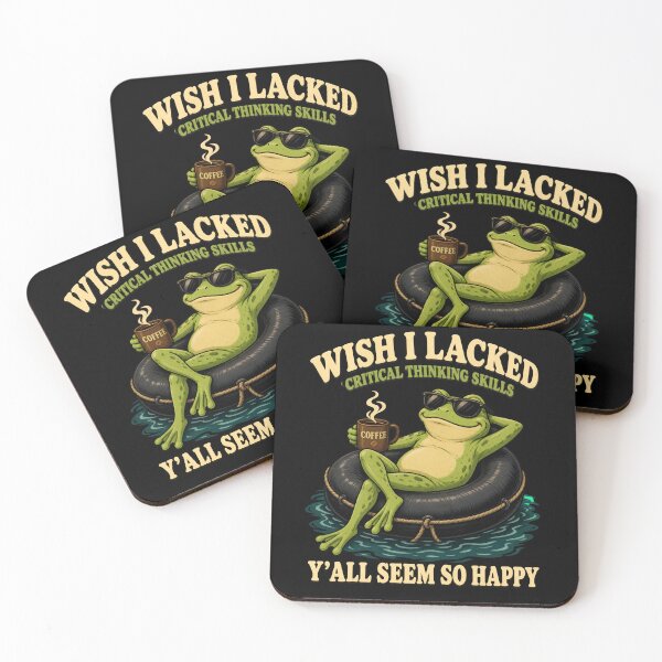 Item preview, Wish I Lacked Critical Thinking Skills Funny Frog, Lazy Frog Coffee, Sarcastic Introvert Humor Gift designed and sold by Zizo-DR44.