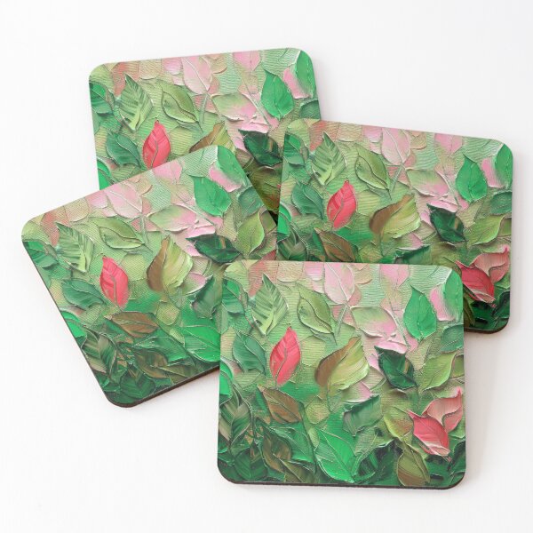 Item preview, Exquisite Green Leaves Textured Art With Pink Accents designed and sold by DEC02.