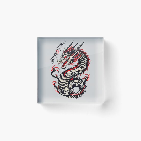 Item preview, Dragonfire Shirt – Cursed Skull Dragon Tattoo designed and sold by VikArtStudio.