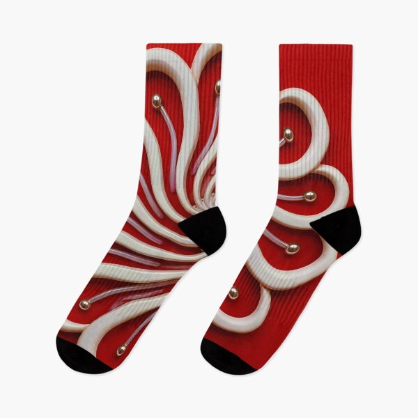 Item preview, Red and White Abstract Swirl designed and sold by Vicky Brago-Mitchell®.