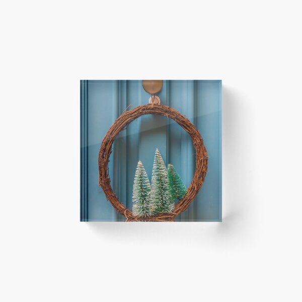 Item preview, Rustic Grapevine Wreath With Mini Snowy Christmas Trees On Blue Front Door Holiday Decor designed and sold by Nmallia.