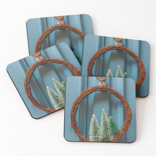 Item preview, Rustic Grapevine Wreath With Mini Snowy Christmas Trees On Blue Front Door Holiday Decor designed and sold by Nmallia.