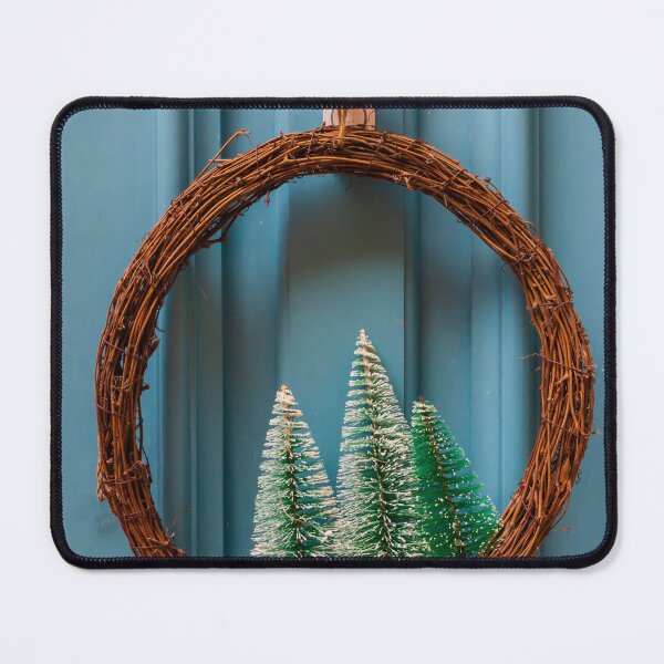 Item preview, Rustic Grapevine Wreath With Mini Snowy Christmas Trees On Blue Front Door Holiday Decor designed and sold by Nmallia.