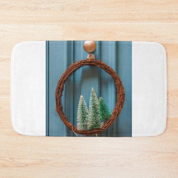Item preview, Rustic Grapevine Wreath With Mini Snowy Christmas Trees On Blue Front Door Holiday Decor designed and sold by Nmallia.