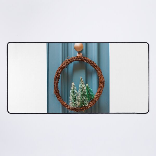 Item preview, Rustic Grapevine Wreath With Mini Snowy Christmas Trees On Blue Front Door Holiday Decor designed and sold by Nmallia.
